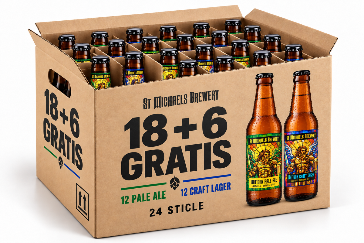 PACHET 16+8 GRATIS - Bere artizanală - ST. MICHAELS BREWERY - 12 x Artisan Pale Ale + 12 x Artisan Craft Lager, 500ml