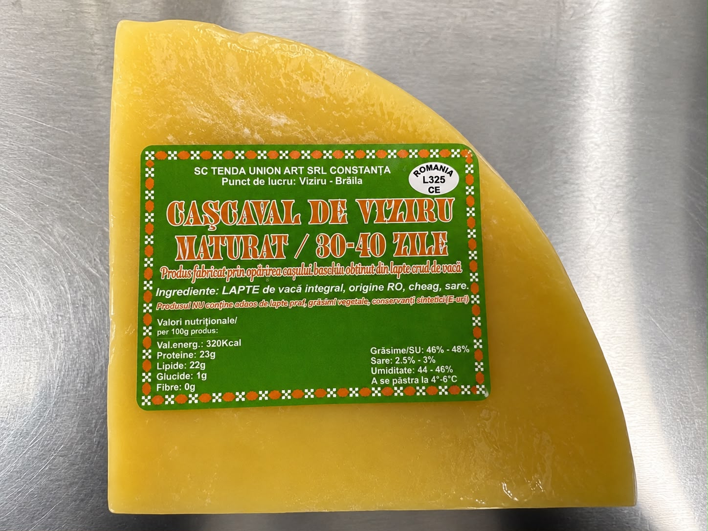 Cașcaval din lapte de vacă Viziru, maturat 30-40 zile, 500g