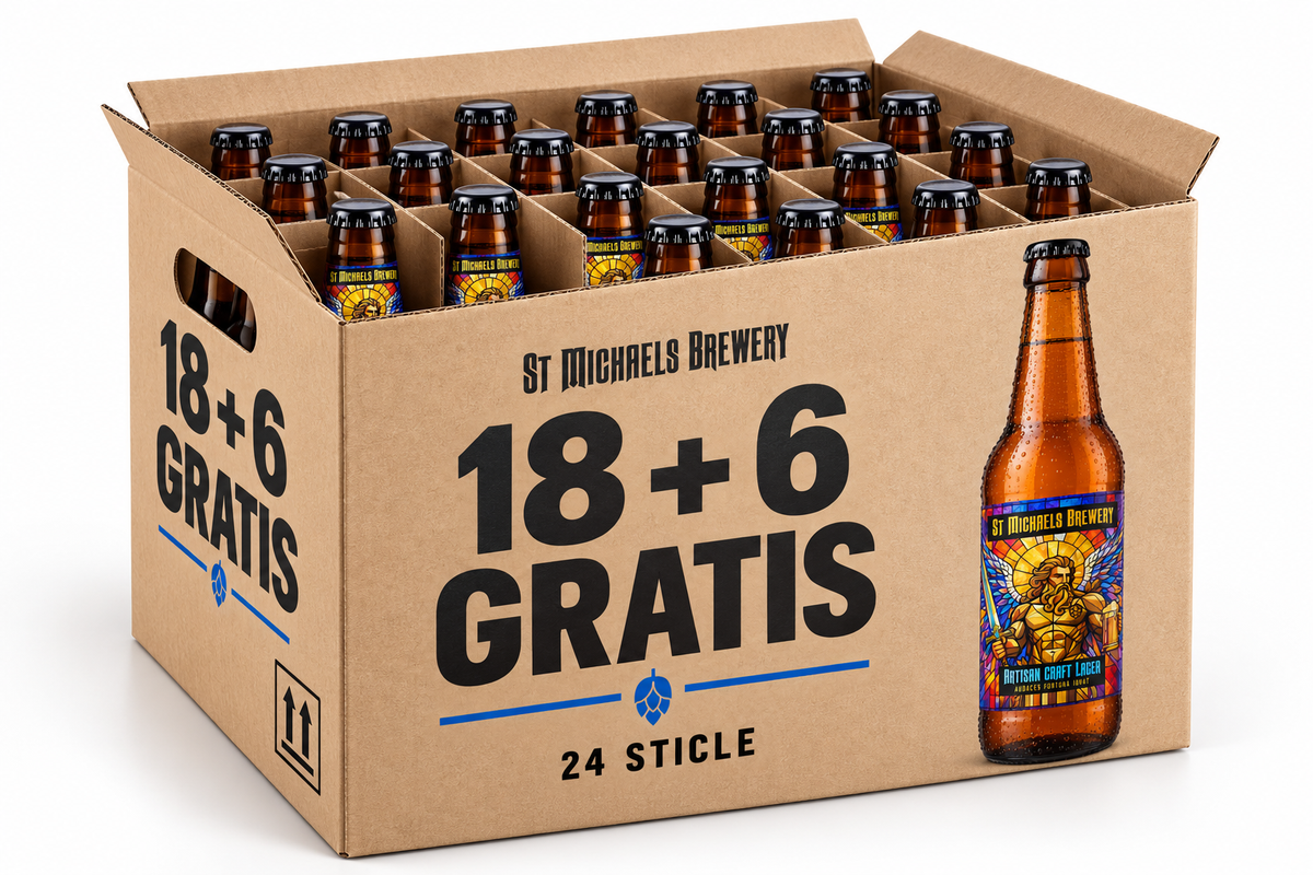 PACHET 16+8 GRATIS - Bere artizanală - ST. MICHAELS BREWERY - Artisan Craft Lager, 500ml