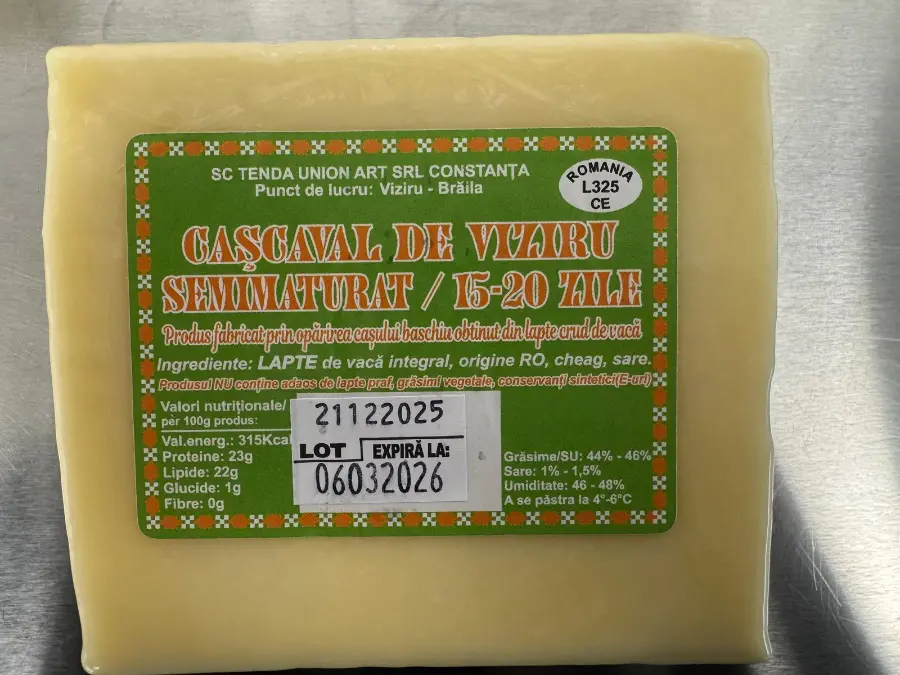 Cașcaval din lapte de vacă Viziru, semi-maturat 15-20zile, 500g