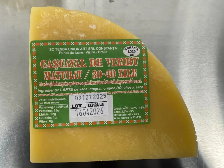 Cașcaval din lapte de vacă Viziru, maturat 30-40 zile, 500g