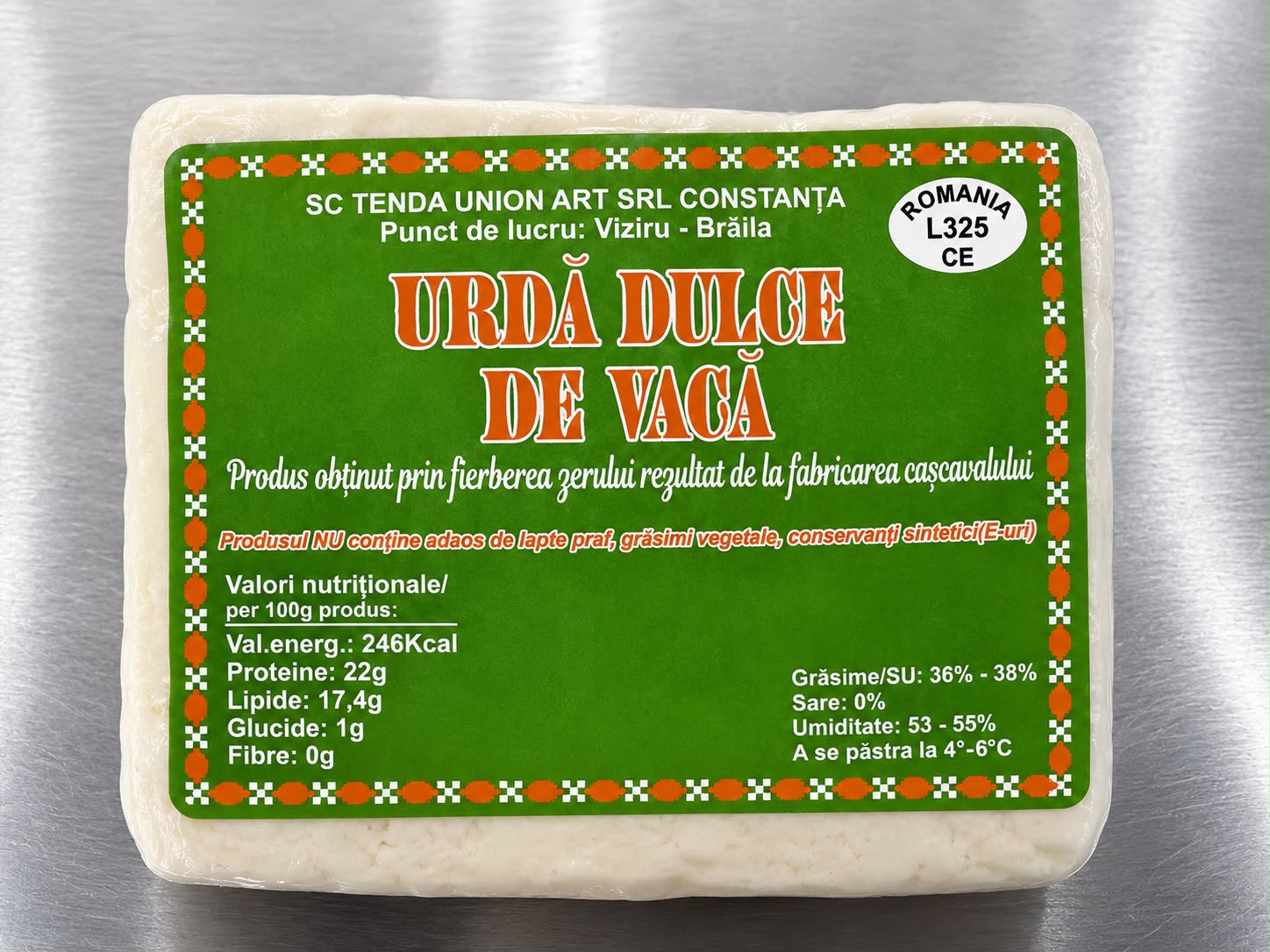 Urdă dulce din lapte de vacă Viziru, 500g