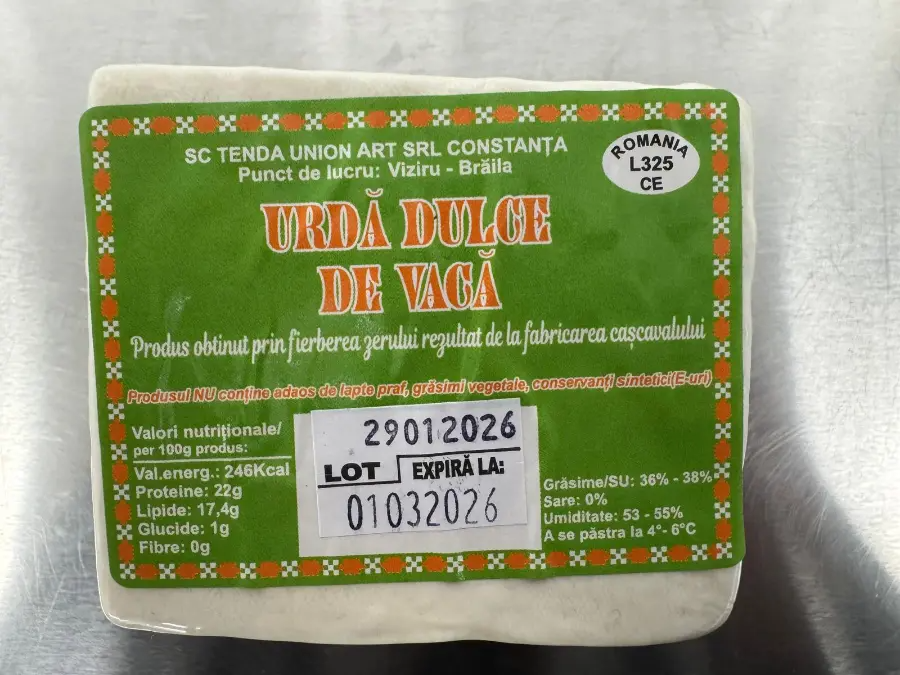 Urdă dulce din lapte de vacă Viziru, 500g