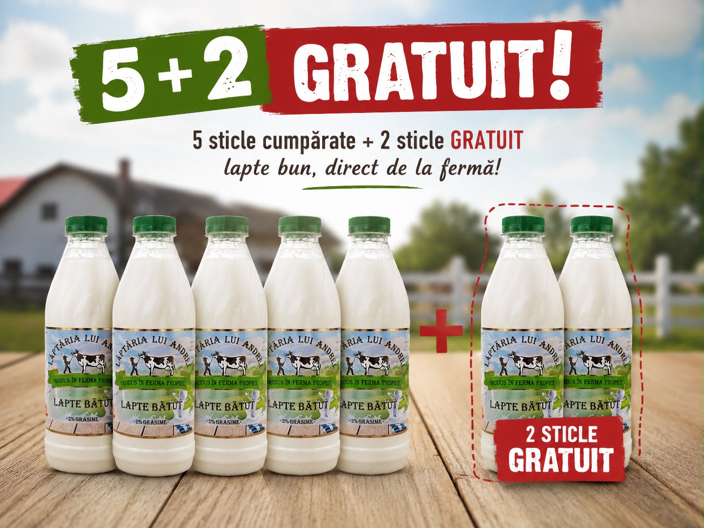 5+2 Pachet Lapte batut Laptaria lui Andrei - 1L